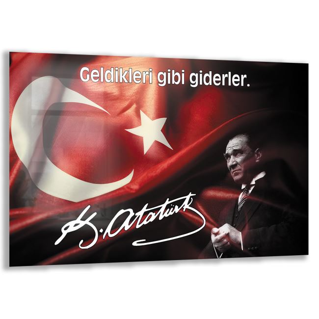 Atatürk Sözleri 4 Cam Tablo - Yatay Motif 01-013 