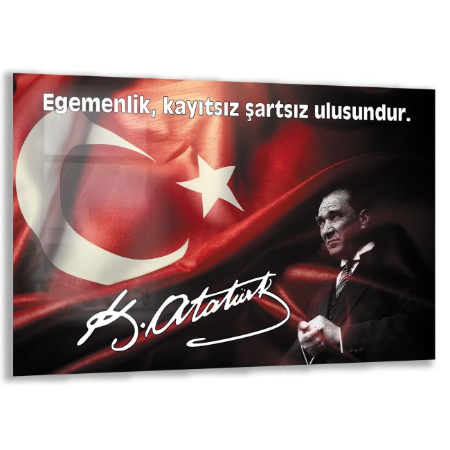 Atatürk Sözleri 4 Cam Tablo - Yatay Motif 01-018 