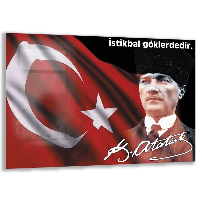 Atatürk Sözleri 5 Cam Tablo - Yatay Motif 01-006 