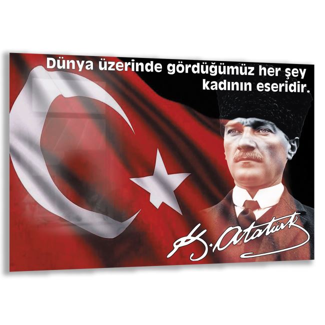 Atatürk Sözleri 5 Cam Tablo - Yatay Motif 01-007 