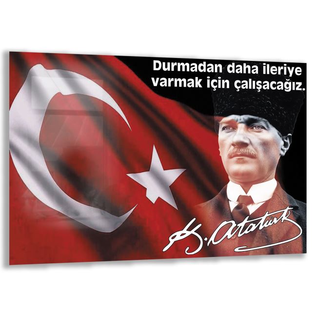 Atatürk Sözleri 5 Cam Tablo - Yatay Motif 01-011 