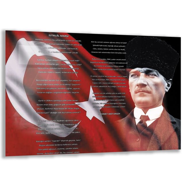 Atatürk Sözleri 5 Cam Tablo - Yatay Motif 01-013 