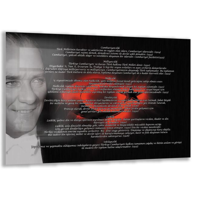Atatürk Sözleri 6 Cam Tablo - Yatay Motif 01-001 