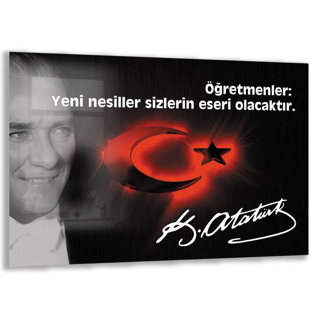 Atatürk Sözleri 6 Cam Tablo - Yatay Motif 01-003 