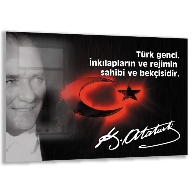 Atatürk Sözleri 6 Cam Tablo - Yatay Motif 01-005 