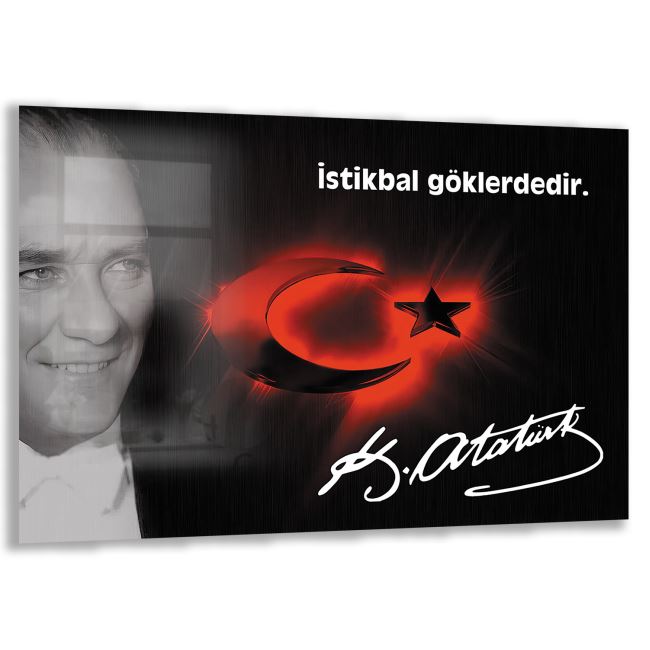 Atatürk Sözleri 6 Cam Tablo - Yatay Motif 01-006 