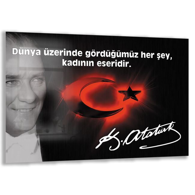 Atatürk Sözleri 6 Cam Tablo - Yatay Motif 01-007 