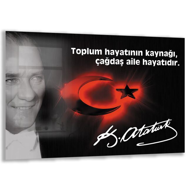 Atatürk Sözleri 6 Cam Tablo - Yatay Motif 01-008 