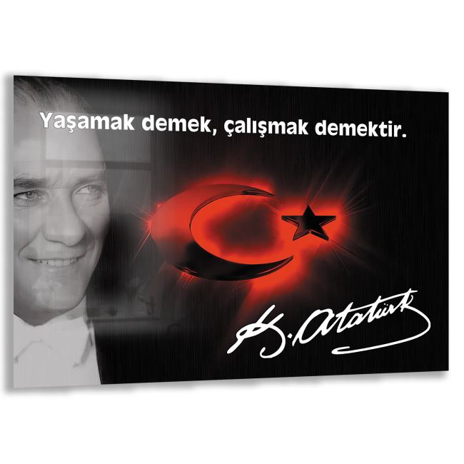 Atatürk Sözleri 6 Cam Tablo - Yatay Motif 01-010 