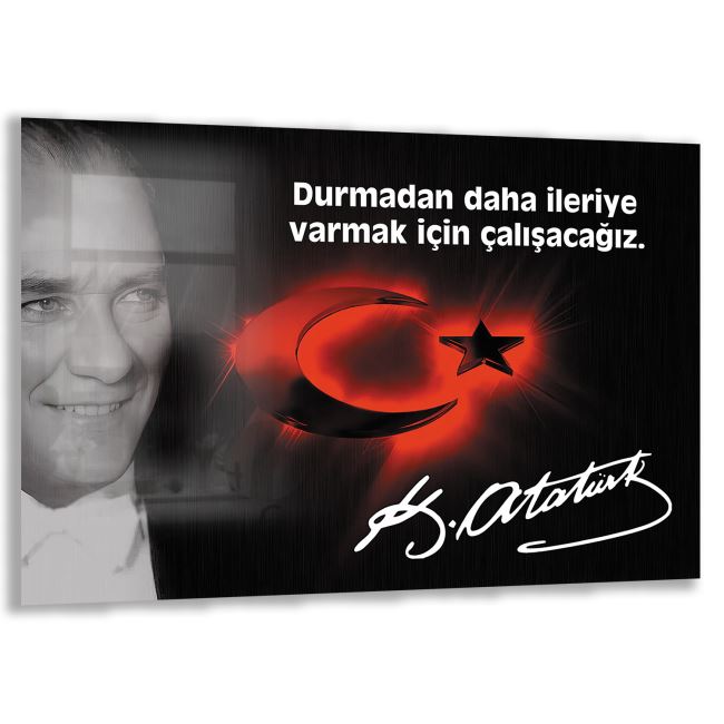 Atatürk Sözleri 6 Cam Tablo - Yatay Motif 01-011 