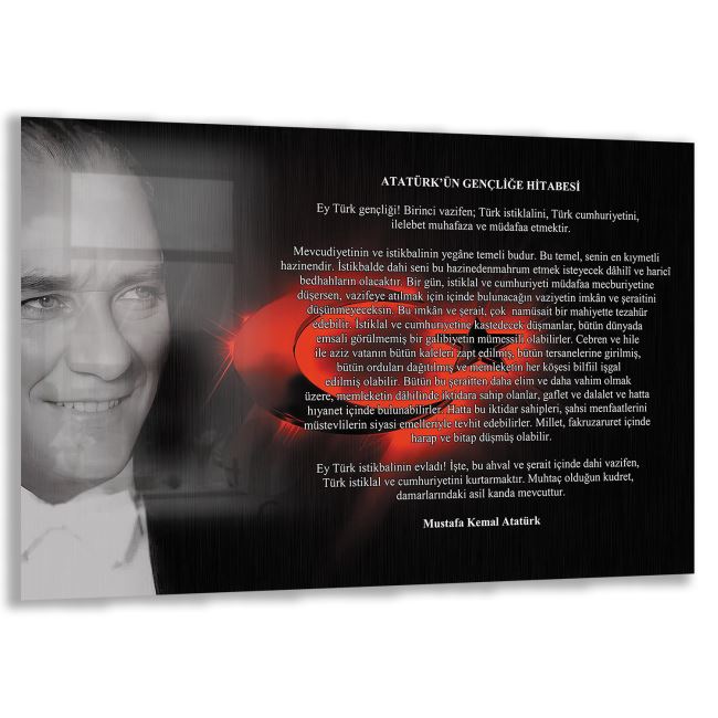 Atatürk Sözleri 6 Cam Tablo - Yatay Motif 01-012 