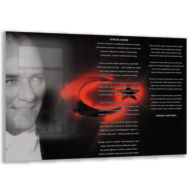 Atatürk Sözleri 6 Cam Tablo - Yatay Motif 01-013 