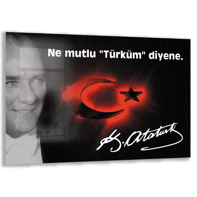 Atatürk Sözleri 6 Cam Tablo - Yatay Motif 01-014 