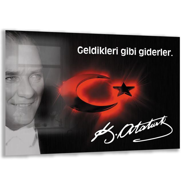 Atatürk Sözleri 6 Cam Tablo - Yatay Motif 01-015 