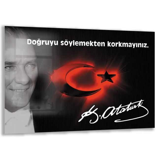 Atatürk Sözleri 6 Cam Tablo - Yatay Motif 01-017 