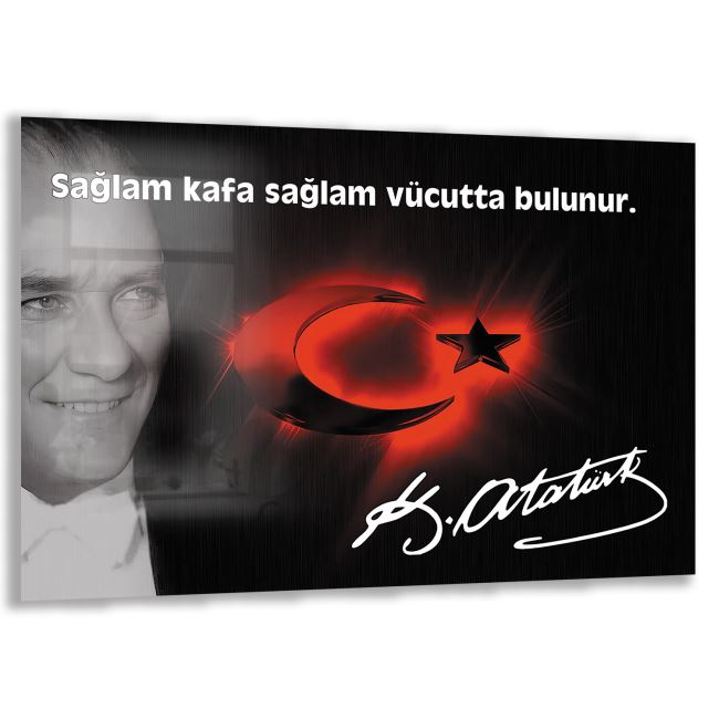 Atatürk Sözleri 6 Cam Tablo - Yatay Motif 01-018 