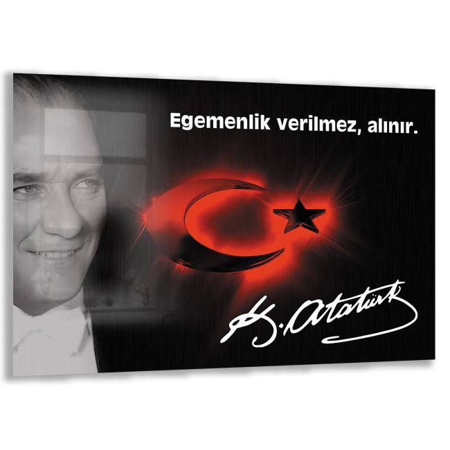 Atatürk Sözleri 6 Cam Tablo - Yatay Motif 01-019 