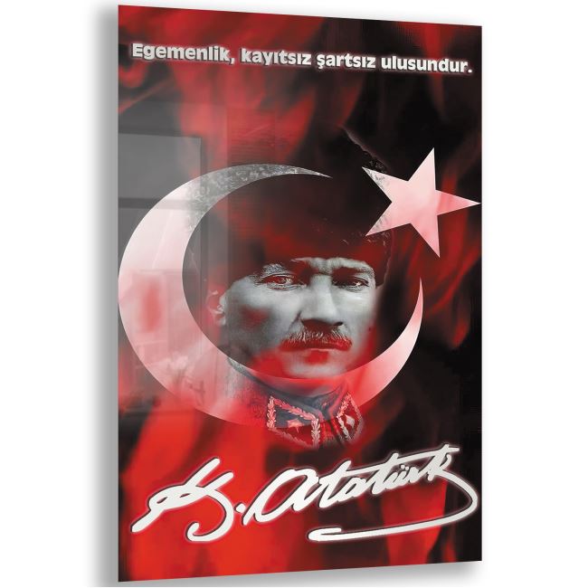 Atatürk Sözleri 7 Cam Tablo - Dikey Motif 02-002 