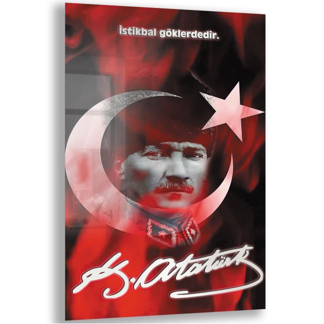 Atatürk Sözleri 7 Cam Tablo - Dikey Motif 02-006 