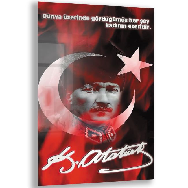 Atatürk Sözleri 7 Cam Tablo - Dikey Motif 02-007 