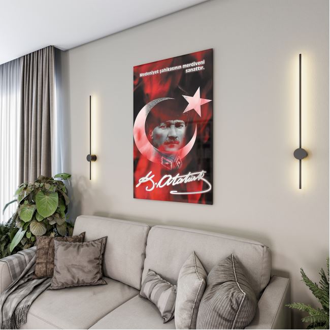 Atatürk Sözleri 7 Cam Tablo - Dikey Motif 02-009 30x45