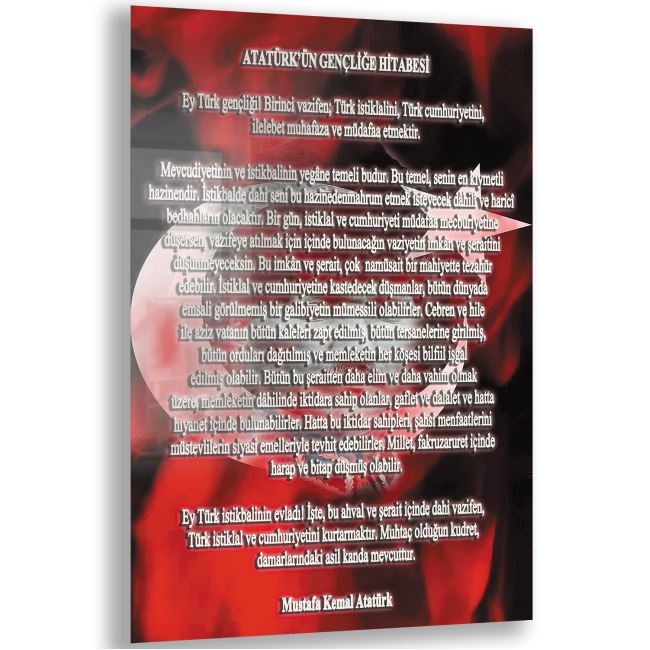 Atatürk Sözleri 7 Cam Tablo - Dikey Motif 02-012 