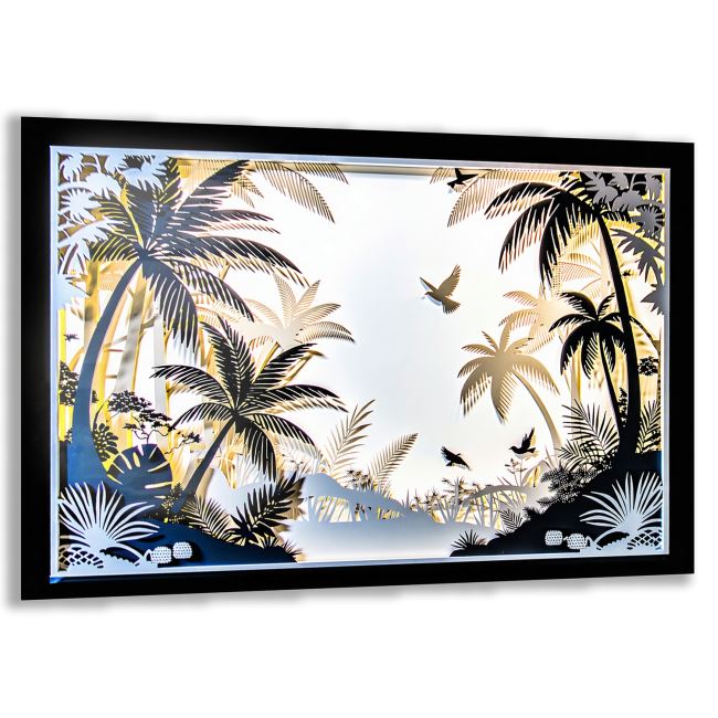 Doğal Bohem Cam Tablo - Yatay Motif 01-036 