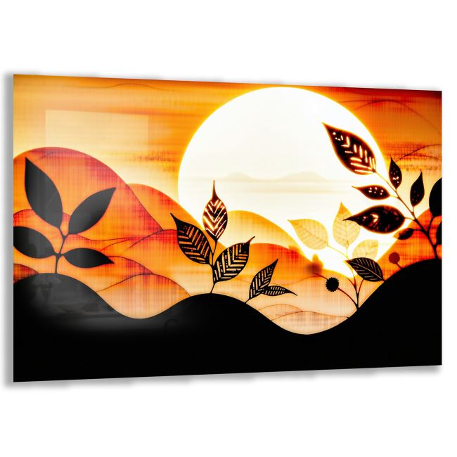 Doğal Bohem Cam Tablo - Yatay Motif 01-046 
